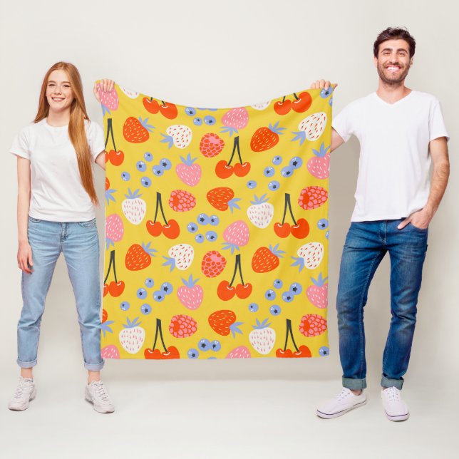 Bright Colourful Berry Fruit Pattern Fleece Blanket (In Situ)