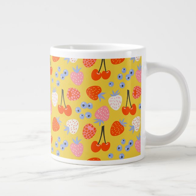 Bright Colourful Berry Fruit Pattern Large Coffee Mug (Right)