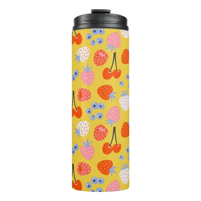 Bright Colourful Berry Fruit Pattern Thermal Tumbler (Front)