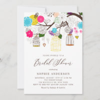 Bright Colourful Birdcages Bridal Shower Invitatio