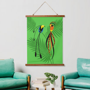 Bright Colourful Birds of Paradise 2 Hanging Tapestry