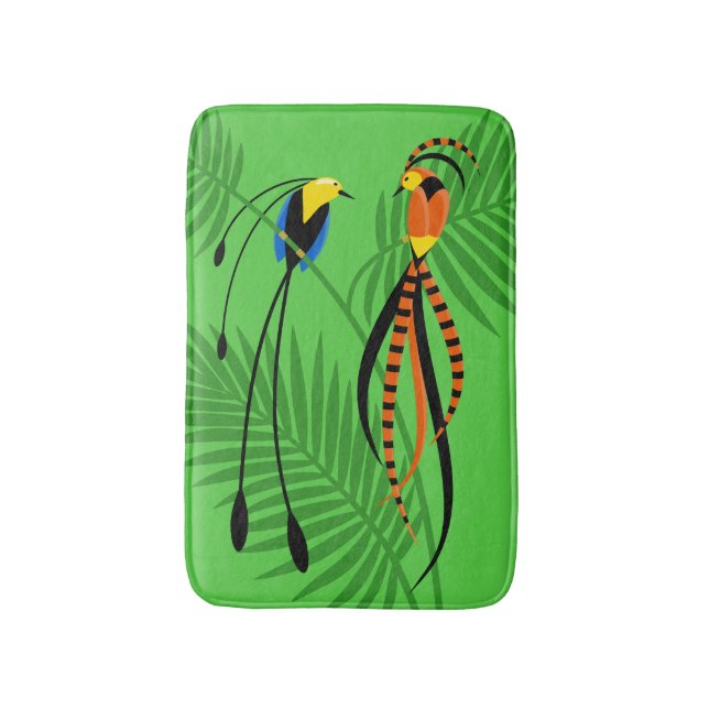 Bright Colourful Birds of Paradise Bath Mat (Front Vertical)