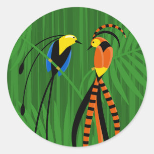 Bright Colourful Birds of Paradise Classic Round Sticker