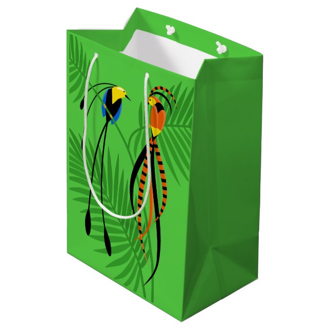 Bright Colourful Birds of Paradise Medium Gift Bag (Back Angled)