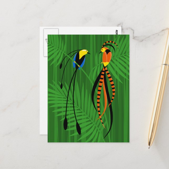Bright Colourful Birds of Paradise Postcard (Front/Back In Situ)