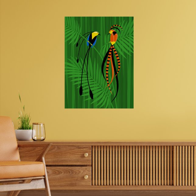 Bright Colourful Birds of Paradise Poster (Living Room 2)