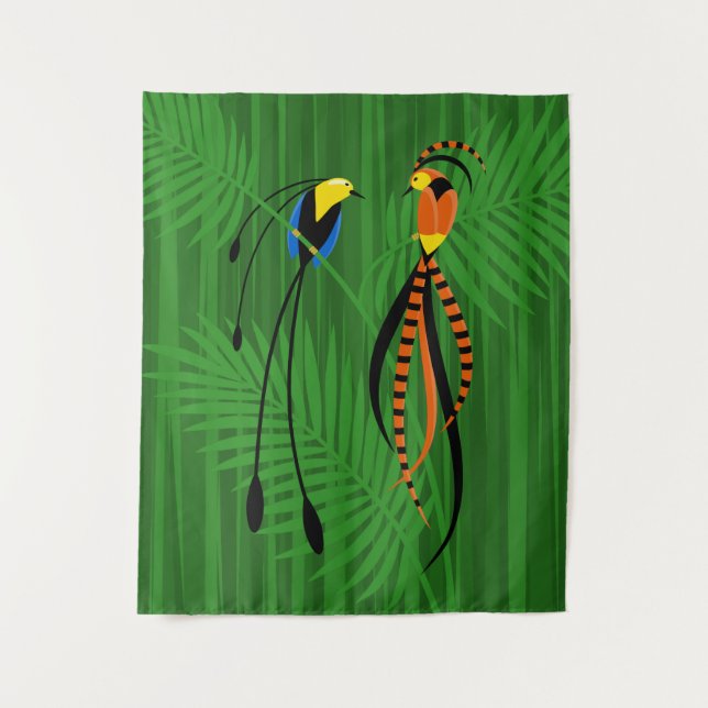Bright Colourful Birds of Paradise Tapestry (Front)