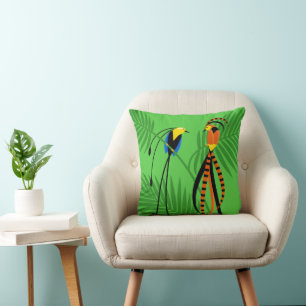 Bright Colourful Birds of Paradise Throw Pillow