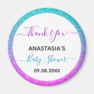 Bright Colourful Blue Purple Thank You Baby Shower Magnet