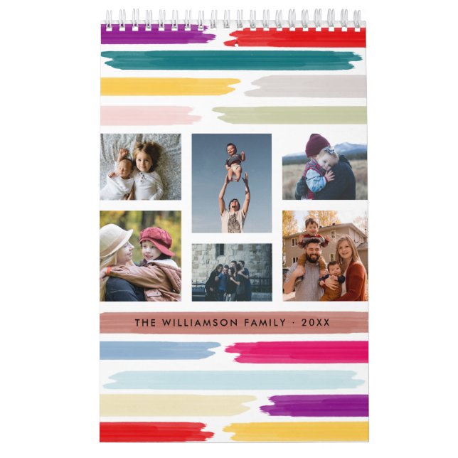 Bright & Colourful Brush Strokes 12 Month Photo Calendar (Cover)