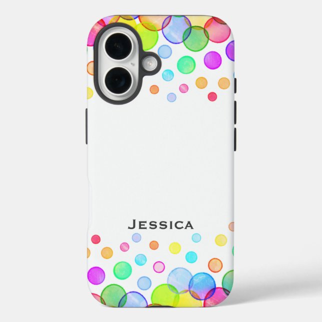 Bright Colourful Bubbles Personalised White Case-Mate iPhone Case (Back)