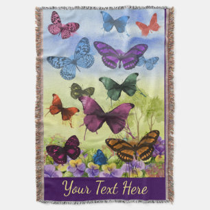 Bright Colourful Butterflies Art Personalized Throw Blanket