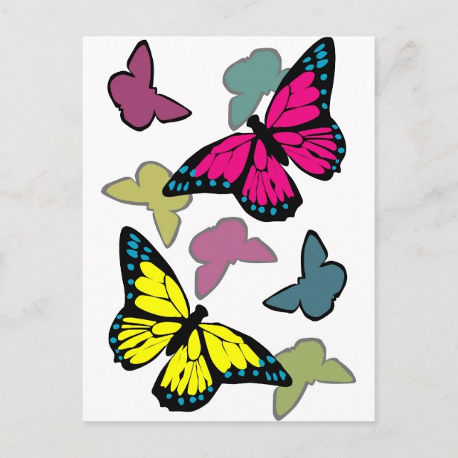 Bright colourful butterflies postcard (Front)