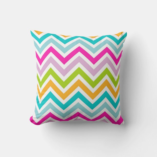 Bright Colourful Chevron Stripes Pattern Throw Pillow (Front)
