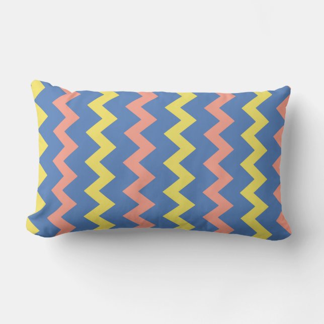 Bright colourful chevron zigzag lumbar pillow (Front)
