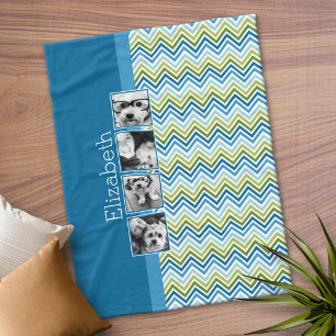 Bright Colourful Chevrons Instagram Photo Collage Fleece Blanket