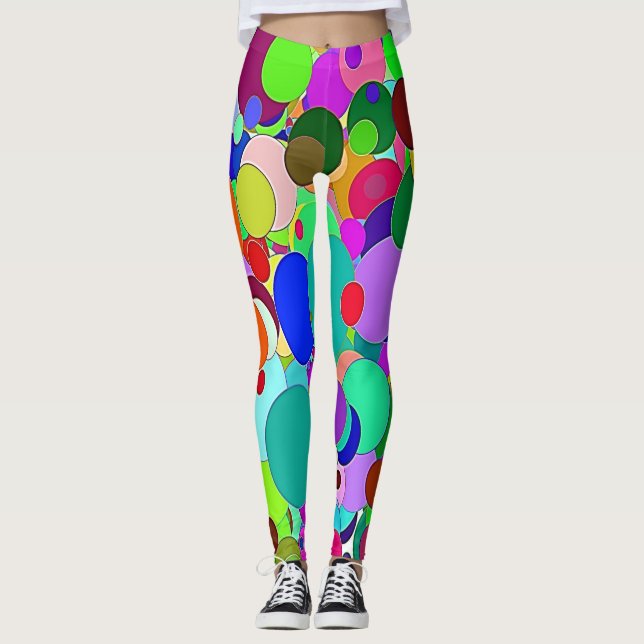 Bright Colourful Circles Circular  Leggings (Front)