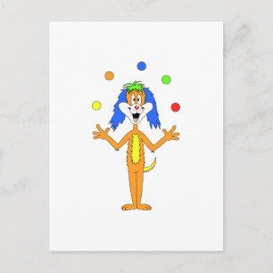 Bright colourful Clown Dog Cartoon Postcard