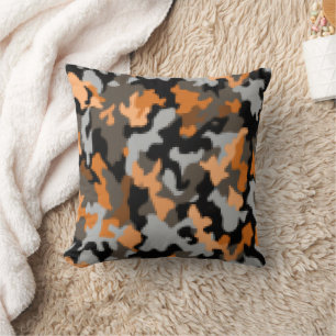 Bright Colourful Cool Camo Pattern  Throw Pillow