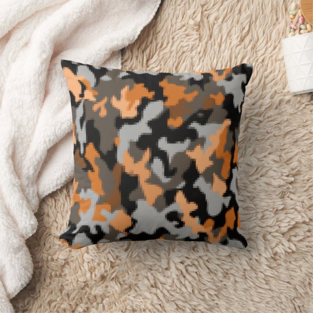 Bright Colourful Cool Camo Pattern  Throw Pillow (Blanket)