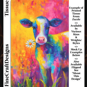 Bright Colourful Cow with Daisy DZ3R Decoupage Tissue Paper