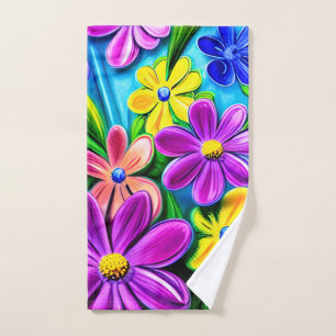 Bright Colourful Daisy Flowers Hand Towel