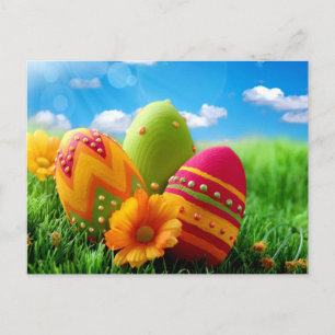 Bright Colourful Easter Egg design Holiday Postcard