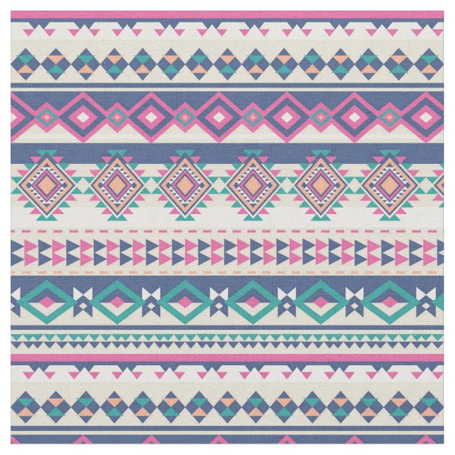 Bright Colourful  Ethnic Tribal Pattern Fabric (Close Up)