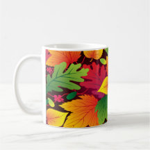 Bright Colourful Fall Leaves Design Coffee Mug Cup