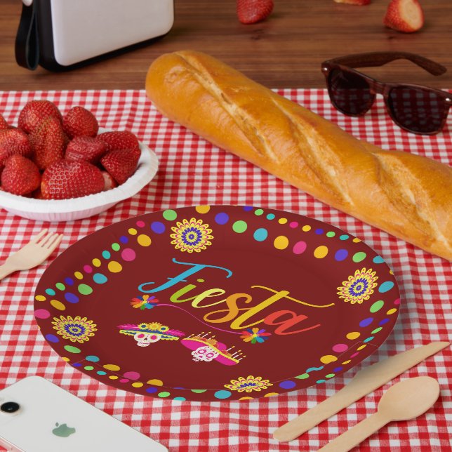 Bright Colourful Fiesta Fun Paper Plate (Picnic)