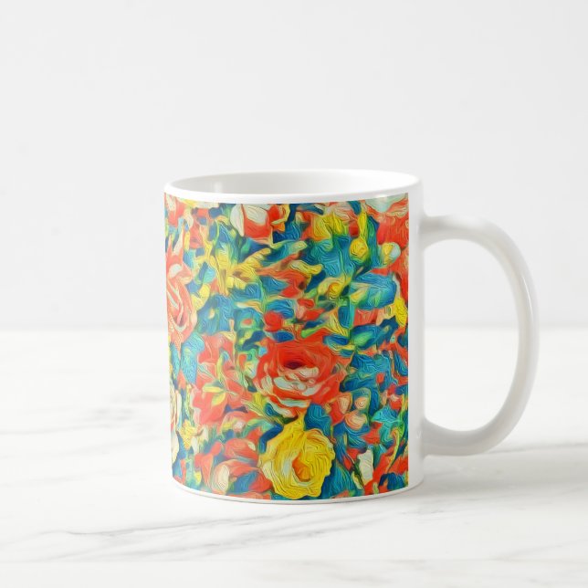 Bright Colourful Floral Blossoming Garden Fine Art Coffee Mug (Right)