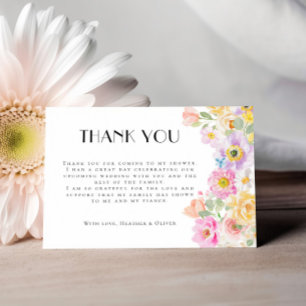 Bright Colourful Floral Garden Bridal Shower Thank You Card