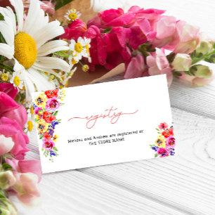 Bright Colourful Floral Garden Gift Registry Enclosure Card