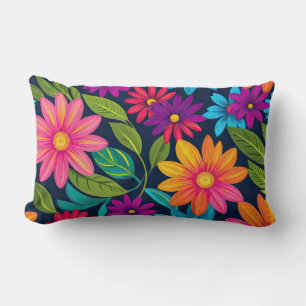 Bright Colourful Floral Lumbar Pillow