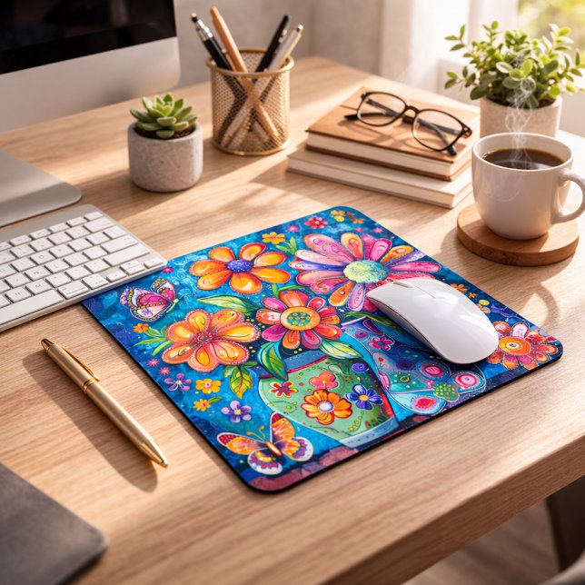 Bright Colourful Floral Mouse Pad (Creator Uploaded)