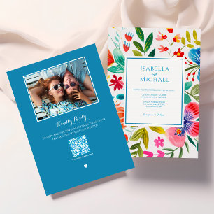 Bright Colourful Floral Wedding Invitation