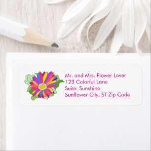 Bright Colourful Flower Address Labels