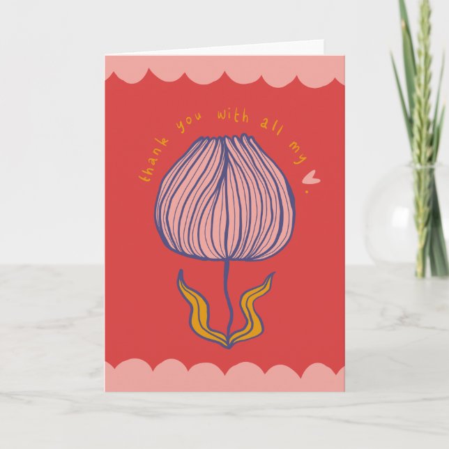 Bright Colourful Flower Illustrated Thank You Card (Front)