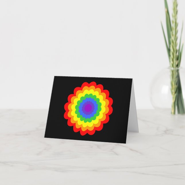 Bright colourful flower in rainbow colours. card (Front)