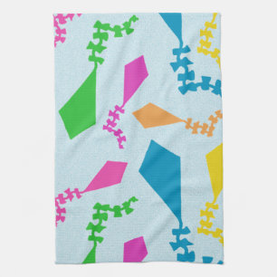 Bright Colourful Flying Kites in the Sky Kitchen Towel