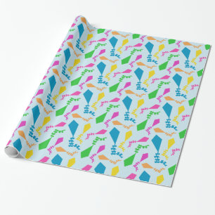 Bright Colourful Flying Kites in the Sky Wrapping Paper