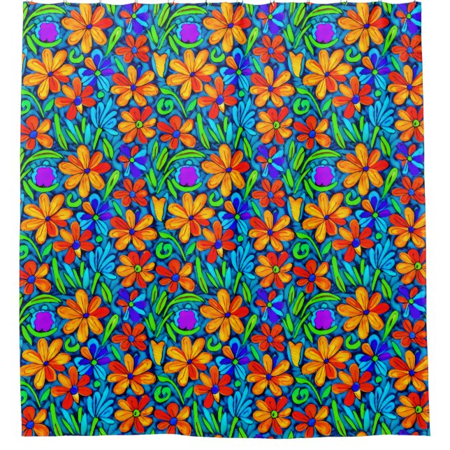 Bright Colourful Folk Art Flowers  (Front)