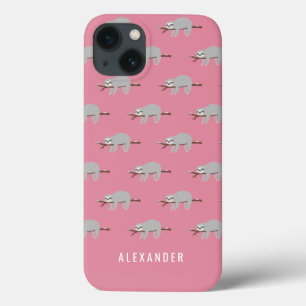 Bright colourful fun cartoon sloth iPhone 13 case