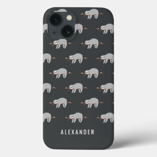 Bright colourful fun cartoon sloth iPhone 13 case