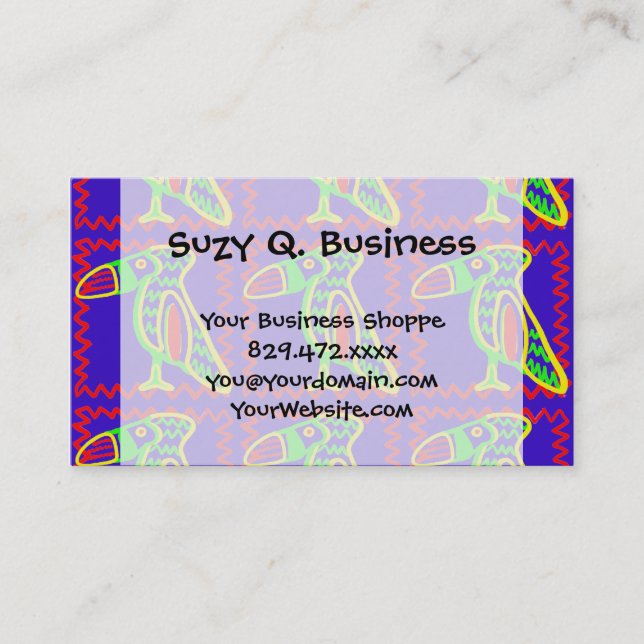 Bright Colourful Fun Toucan Tropical Bird Pattern Business Card (Front)