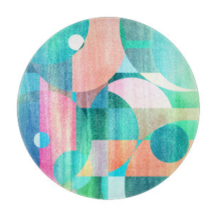 Bright, Colourful Geometric Abstract Cutting Board