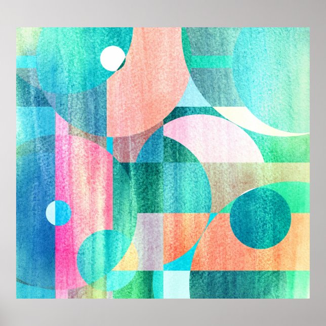 Bright, Colourful Geometric Abstract Poster (Front)