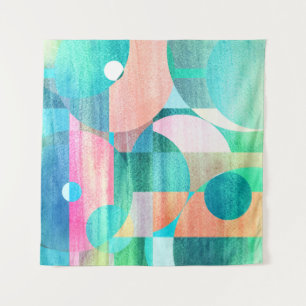 Bright, Colourful Geometric Abstract Tapestry