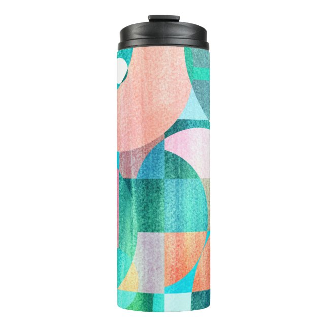 Bright, Colourful Geometric Abstract Thermal Tumbler (Front)