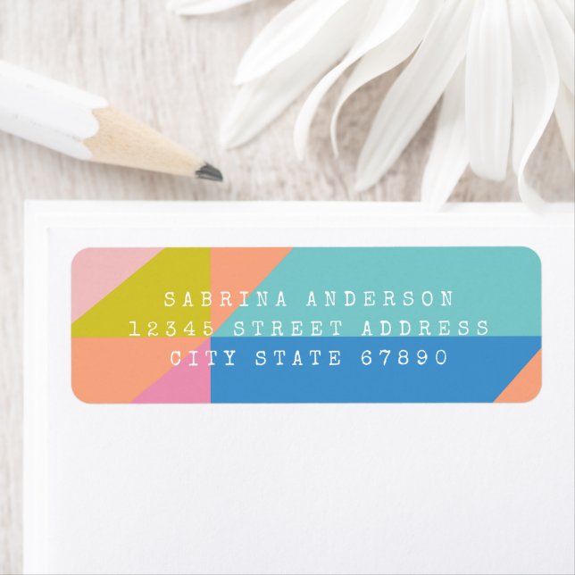 Bright Colourful Geometric Blue Return Address  (Insitu)